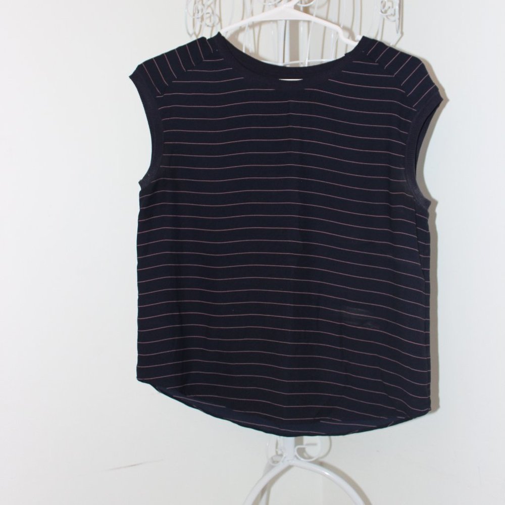 Ann Taylor, Navy and Pink Striped Blouse